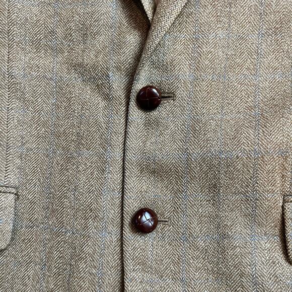 Lauren Ralph Lauren Blazer Mens 44R Wool Herringbone Elbow Patch Brown Suit Coat - Picture 2 of 12